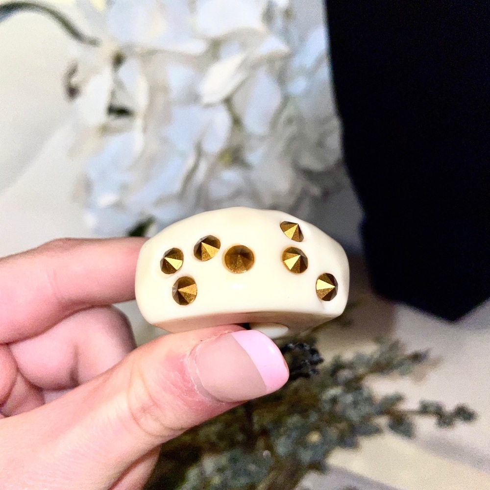 Chunky gold stud ring white